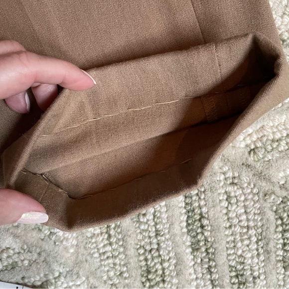 Talbots Camel Straight Leg Zip Side Hemmed Trousers Pants Slacks Office Neutral - Picture 4 of 11